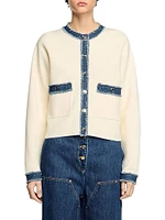 Cardigan with Denim Details
