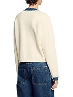 Cardigan with Denim Details