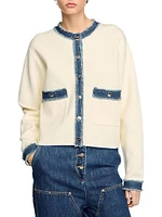 Cardigan with Denim Details