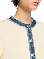 Cardigan with Denim Details