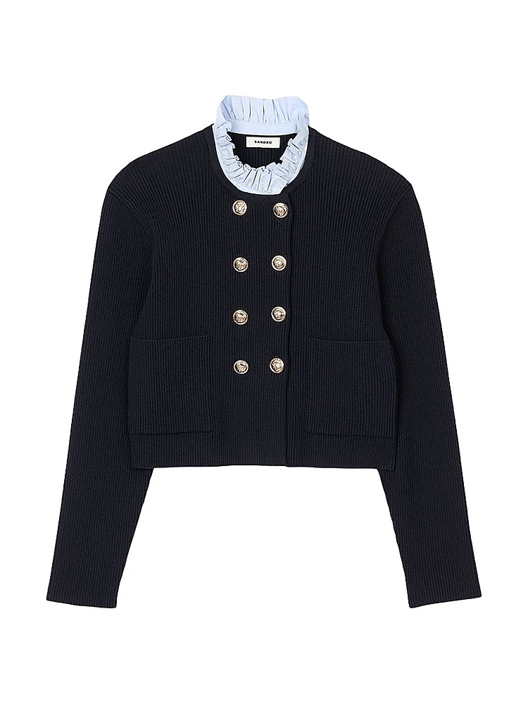 Cardigan with Removable Ruffled Collar
