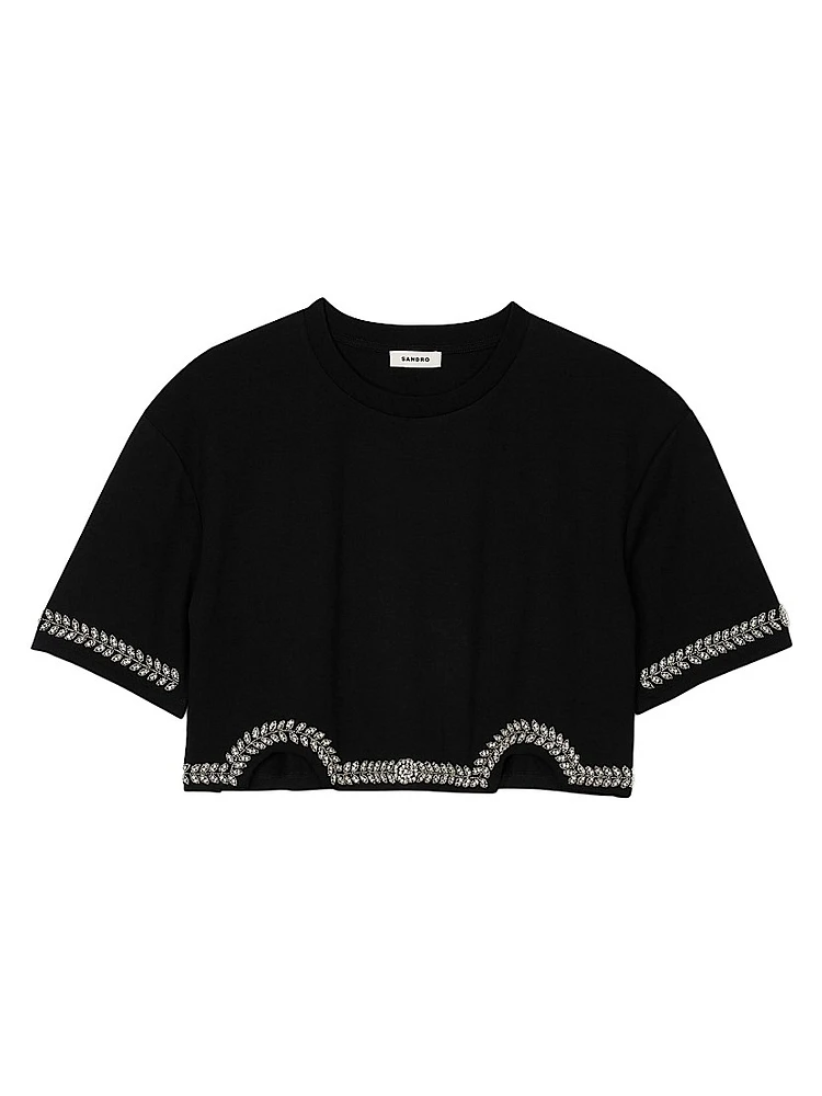 Rhinestone Cropped T-Shirt