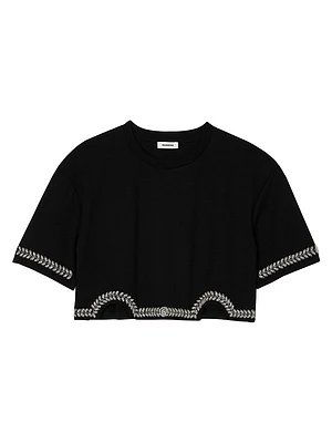 Rhinestone Cropped T-Shirt