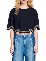 Rhinestone Cropped T-Shirt