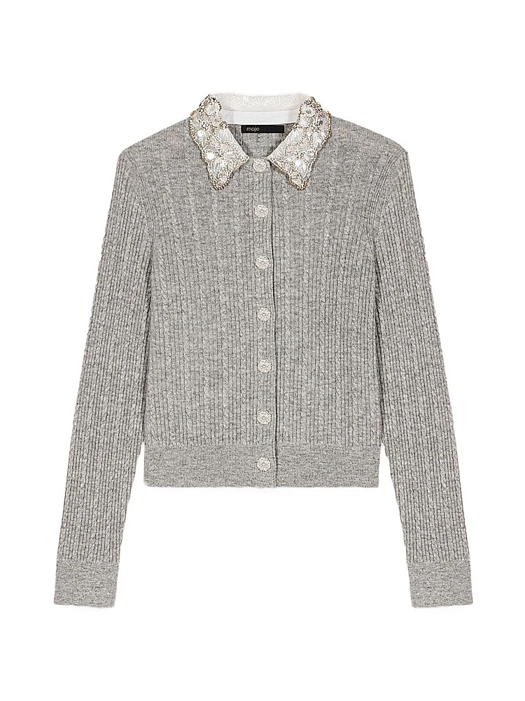 Cardigan with Jewellery Collar