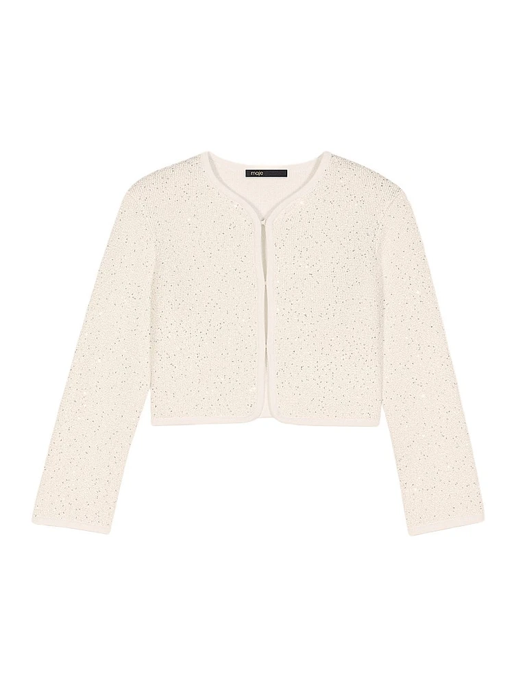 Cropped Cardigan with Rhinestones