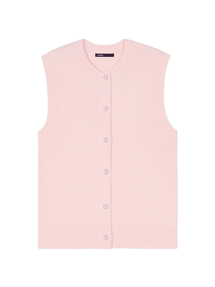 Sleeveless Wool Cardigan