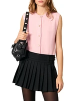 Sleeveless Wool Cardigan