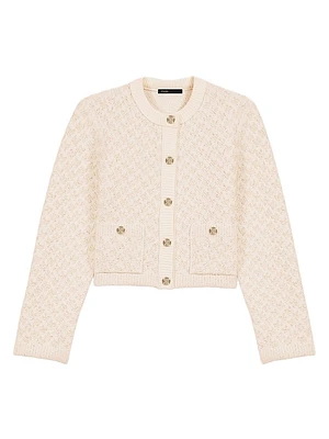 Short Tweed-Effect Cardigan