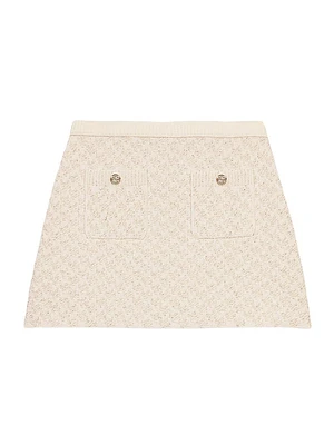 Tweed-Effect Knitted Skirt