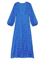 Pleated Satin Maxi Dress