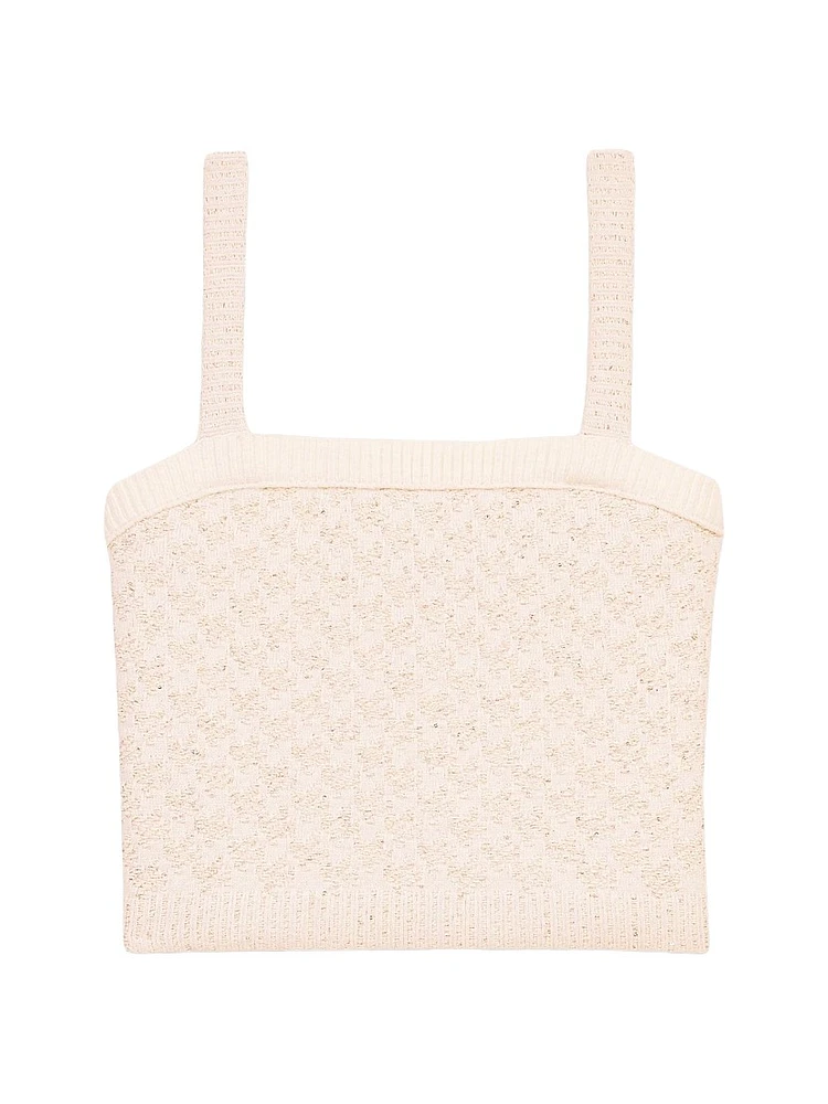 Tweed-Effect Knit Crop Top