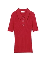 Rib Knit Polo Shirt