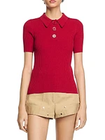 Rib Knit Polo Shirt
