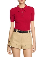 Rib Knit Polo Shirt