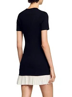 Mini Knit Dress with Ruffle