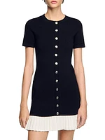 Mini Knit Dress with Ruffle