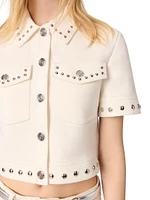 Studded Cropped Cardigan