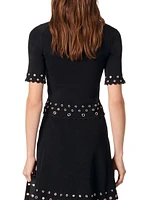 Cropped Cardigan with Eyelets