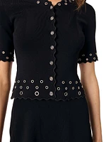 Cropped Cardigan with Eyelets