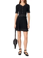 Cropped Cardigan with Eyelets