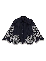 Cropped Blouse with Crochet Detail