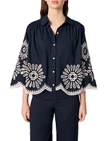 Cropped Blouse with Crochet Detail