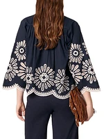 Cropped Blouse with Crochet Detail