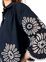 Cropped Blouse with Crochet Detail