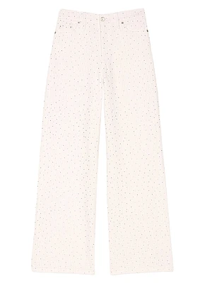 Wide-Leg Rhinestone Jeans