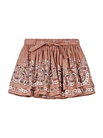 Print Mini Skirt with Rhinestones