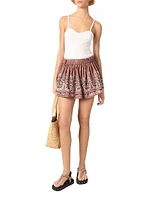 Print Mini Skirt with Rhinestones