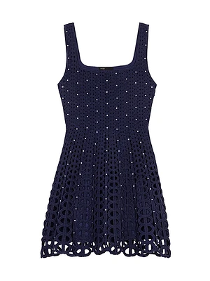Rhinestone Crochet Mini Dress
