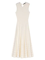 Beaded Pointelle Knit Maxi Dress