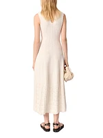 Beaded Pointelle Knit Maxi Dress
