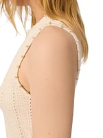 Beaded Pointelle Knit Maxi Dress