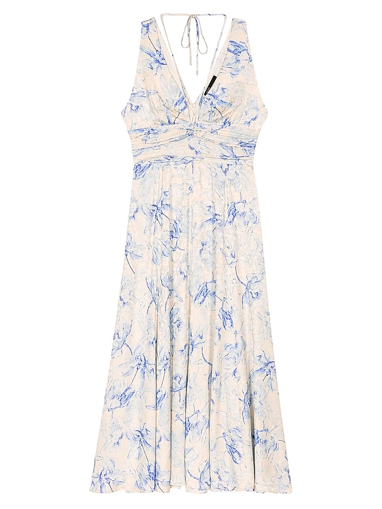 Patterned Maxi Dress with Lacing