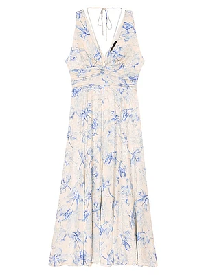 Patterned Maxi Dress with Lacing
