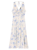 Patterned Maxi Dress with Lacing