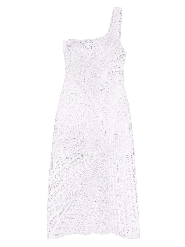 Asymmetrical Crochet Midi Dress
