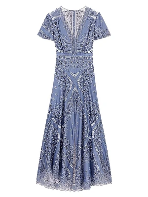 Patterned Flowing Maxi Dress