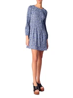 Patterned Pleated Mini Dress