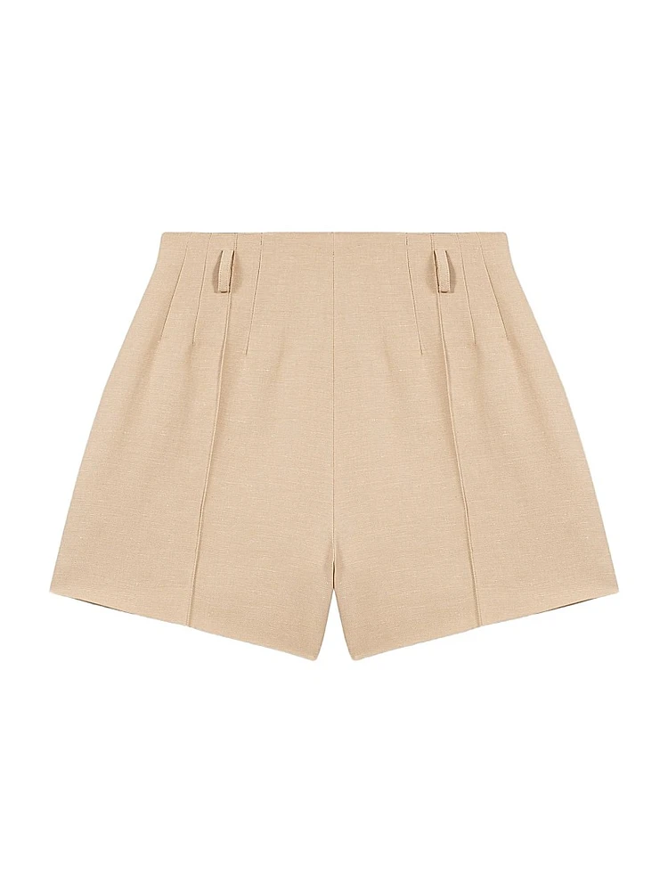 Linen and Cotton Shorts with Darts
