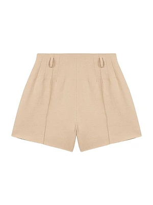 Linen and Cotton Shorts with Darts