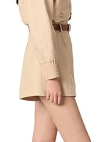 Linen and Cotton Shorts with Darts