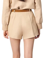 Linen and Cotton Shorts with Darts