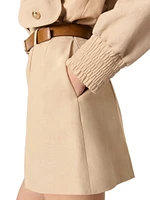 Linen and Cotton Shorts with Darts