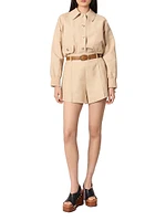 Linen and Cotton Shorts with Darts