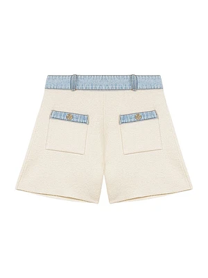 Knitted Shorts with Denim Trim
