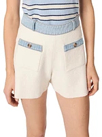Knitted Shorts with Denim Trim